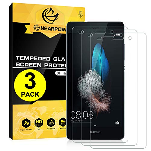 NearPow [3 Unidades] Huawei P8 Lite Protector de Pantalla, [3 Unidades] Cristal Templado Protector de Pantalla para Huawei P8 Lite, Vidrio Templado con [9H Dureza] [Alta Definicion] [Sin Burbujas]