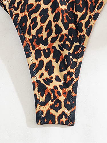 OYOANGLE Women's 2 Piece Bikini Sets Leopard Print Spaghetti Strap Tie Side Bathing Suit Swimsuit Swimwear4