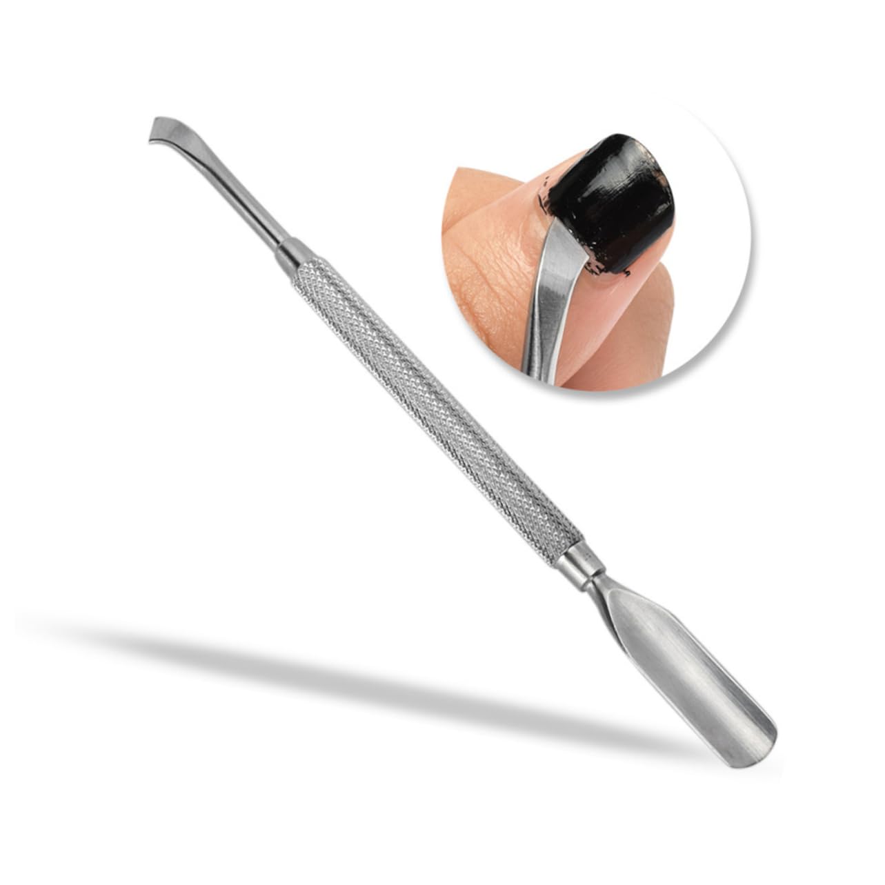 OHPHCALL Stainless Steel Double-ended Nail Cuticle Pusher Angled Cuticle Pusher Trimmer Eraser Cleaner for Manicure
