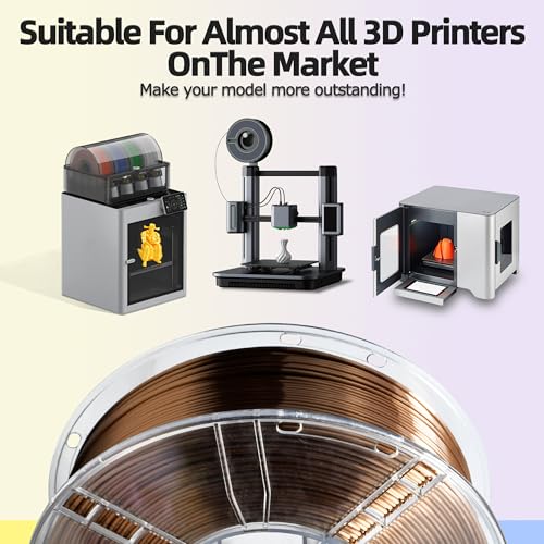 Image of iBOSS Silk PLA+ Filament 1.75mm Dark Gold 1KG, Shiny Silk 3D Printer Filament Dimensional Accuracy + /- 0.02mm, 1kg Spool(2.2lbs) Fits for Most FDM 3D Printers, Silk Dark Gold