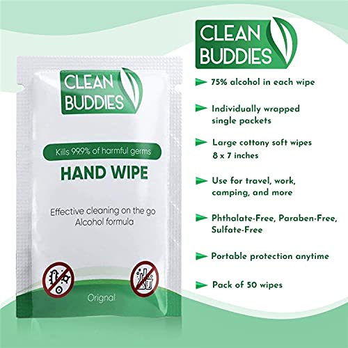 Clean Buddies Hand Sanitizing Wipes Individually Wrapped for Advanced