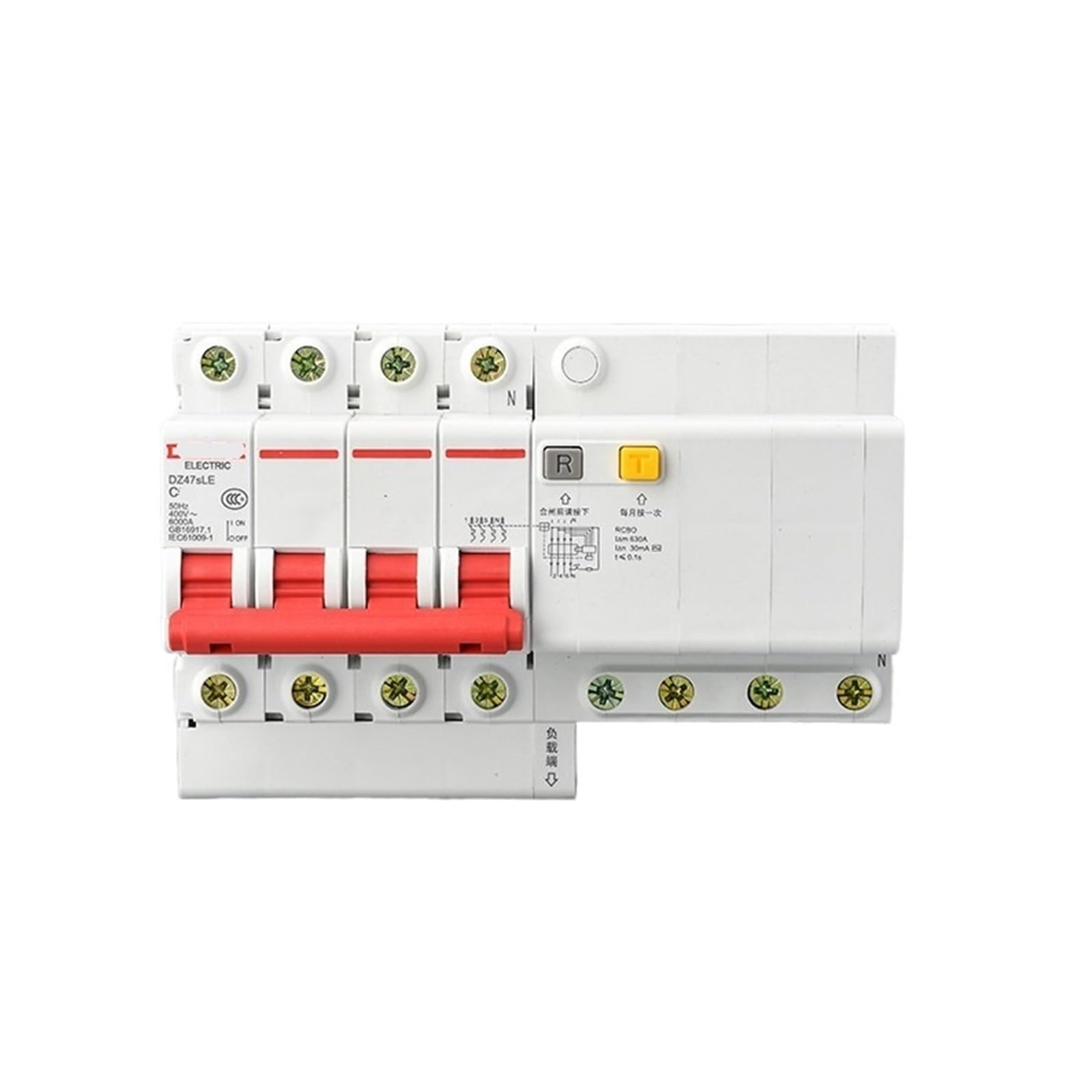 JNVFTCUX 4P Circuit Breaker with Leakage Protection DZ47SLE Small air Switch DZ47LE 63A(DZ47SLE-4P/63A)