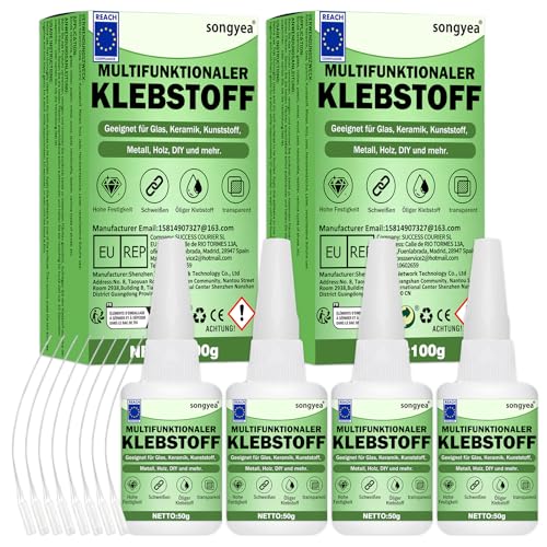Sekundenkleber Extra Stark sekundenkleber holz Superkleber Alleskleber Sekundenkleber Flüssig Wasserfest Hitzebeständig (4 Stück)