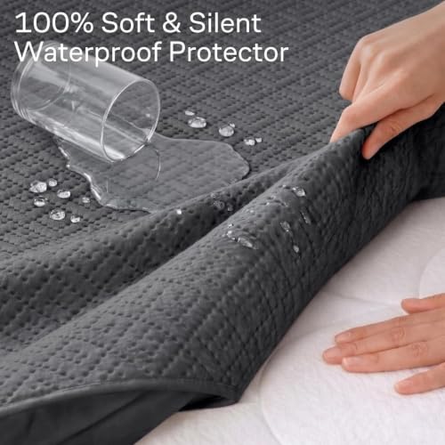 Image of 100% Waterproof Noiseless & Breathable Twin XL Size Mattress Protector Gray