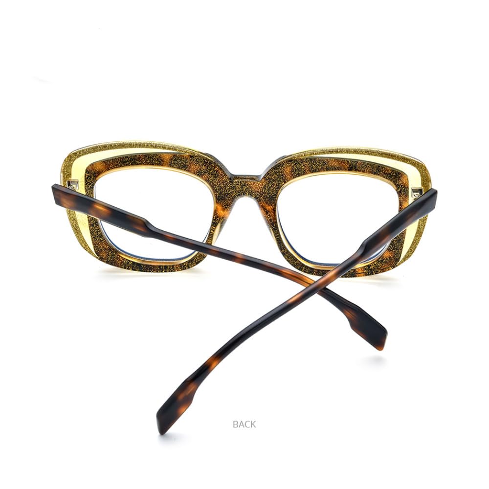 MUTYNE Gafas de acetato en polvo, montura de gafas para mujer, gafas de ojo de gato, gafas de ojo de gato