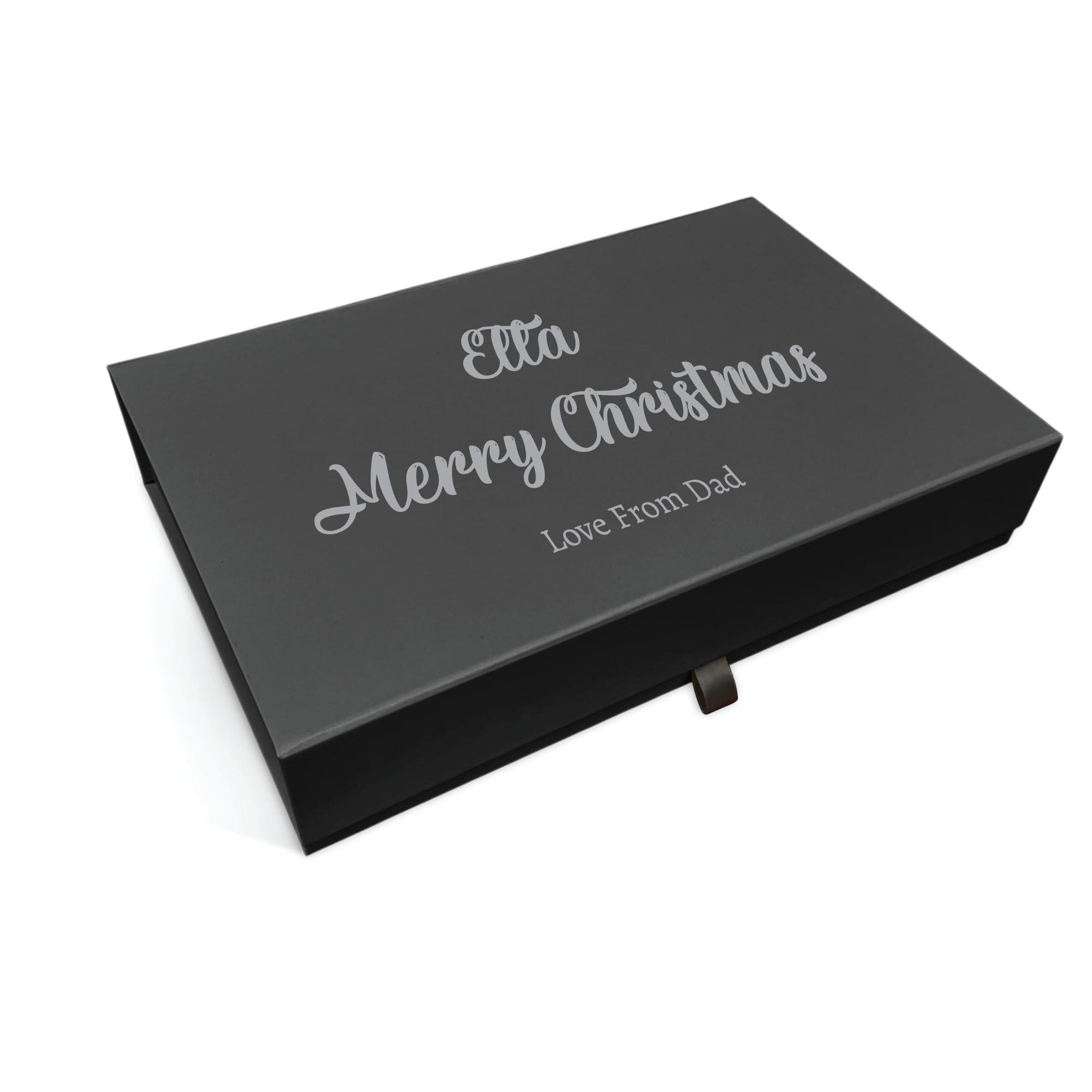 COOKIES AND KOALAS Personalised Christmas Box – Luxury Black Magnetic Box – Large 22×34×7 cm – Custom Gold or Silver Foil Print – Reusable Keepsake Xmas Gift for Him, Her, Kids or Family