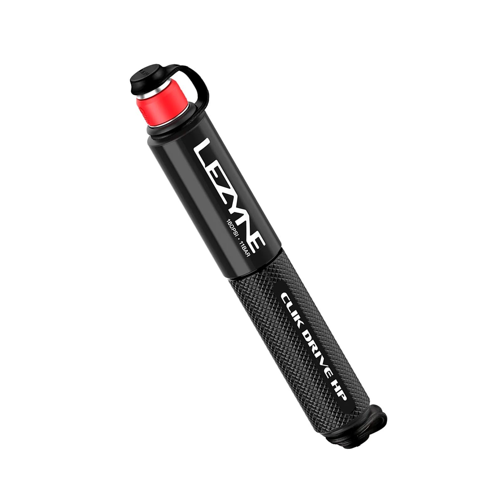 LEZYNE CLIK Drive HP High-Pressure 160 PSI Compact Lightweight CNC-Machined Aluminum Bicycle Tire Inflation Pump for Road/Triathlon Bikes | Flex Hose, Frame Mount Included (1-MP-CLKHP-V104)