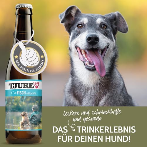 TJURE Hundesmoothie Fisch mit Kartoffel | 6 x 220 ml | Getreidefreier Smoothie für Hunde | Mit 26 % Fisch & Gemüse | Ideal als Topping & Snack | Ohne Zusatzstoffe | Made in Germany