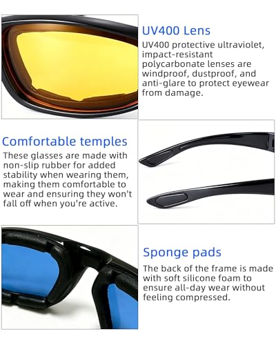 YISUGOOC 4-Pair Motorcycle Glasses