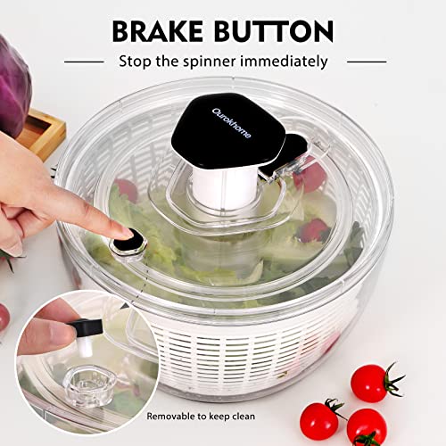 Ourokhome-Salad-Spinner-Lettuce-Dryer-One-handed-Easy-Press-Large-Vegetable-Dryer-Salad-Mixer-with-Comfortable-and-Retractable-Pusher-and-Brake-Button-for-Greens-Herbs-Berries-Fruits-63-QT
