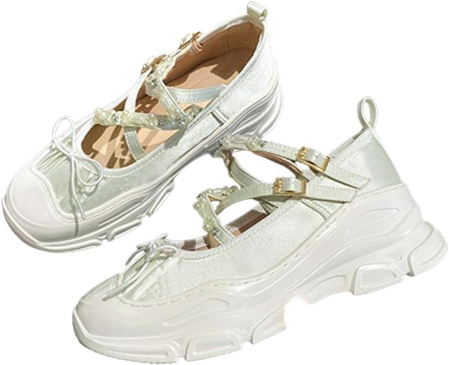 Ballet Flats with Strap Mary Jane Heels Aesthetic Shoes Bow Ballet Flats Ballet Heels for Women