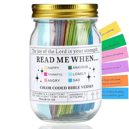 Bi-ble Verses in A Jar The Hope Jar Bi-ble Verses Mini Bi-ble Verse Cards Color Coded Bi-ble Verses Jars Bi-ble Verses for Emotions & Feelings Jar Bi-ble Study Supplies Gifts Bi-ble Verses Jar