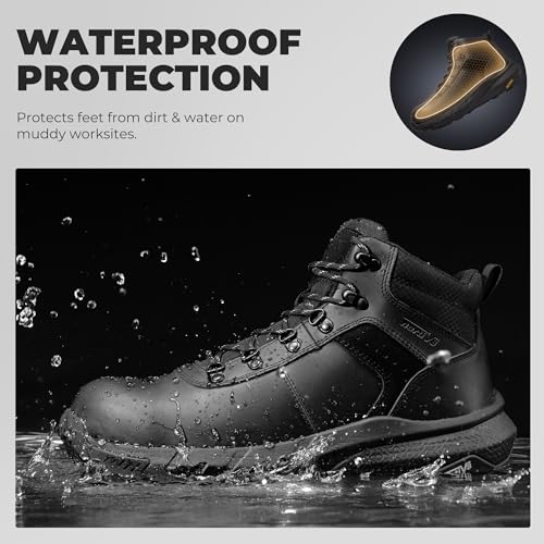 Image of NORTIV 8 Composite Toe Boots for Men Work Boots Anti-Fatigue Waterproof Lightweight Non-Slip ASTM F2412-24 for Warehouse Construction DriftShield-nano