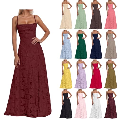 Robe de soirée longue en dentelle florale évasée coupe A-line pour femme