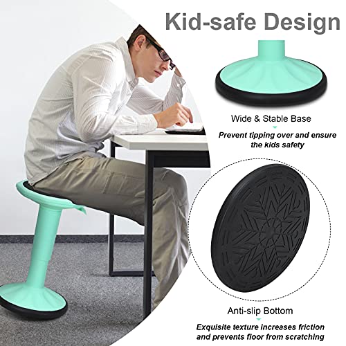 Image of Giantex Wobble Stools for Classroom Seating, Wiggle Stool with Adjustable Height, 24 Inch Active Learning Stool, Sitting Balance Chair for School, Office Stand Up, Flexible Seating Wobble Chair(Green)