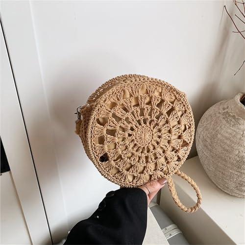 Fashion Hollow Out Shoulder Bags Casual Straw Crossbody Small Round Purse Tassel Messenger Handbags Bolsa4