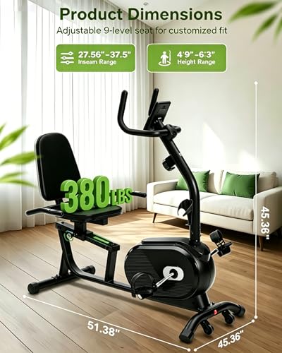 Recumbent Exercise Bike for Home Use | Comfortable Seat, 380LBS Weight Capacity, Smart App Integration, LCD Display, 16-Level Magnetic Resistance - Image 4
