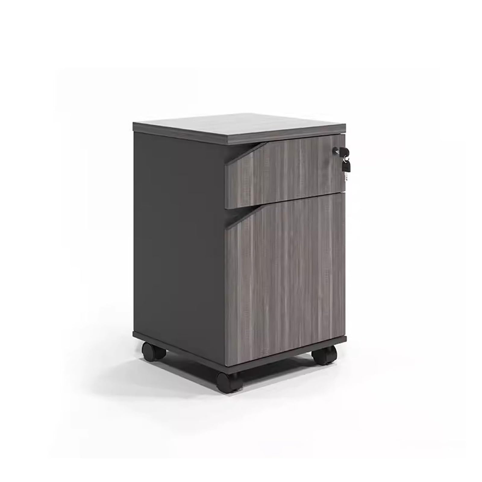 Aktenschrank aus Massivholz unter dem Schreibtisch mit Schublade, Kleiner Aktenschrank für vertikale Lagerung, rollender Druckerständer und File Nizer, gewerblicher Büroschrank (15 Zoll)