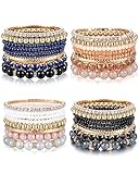 Affordable Set: One set comes with 4 sets (32 pcs) bohemian style multilayer beaded bracelets for women, reasonable price to purchase. A set of bracelets can add some color to your daily wear. Different style clothes should mathch different style jew...