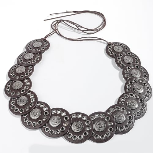 Wide PU Leather Disk Waist Belt For Women Adjustable Western Waistband With Large Eyelets For Evening Party 7