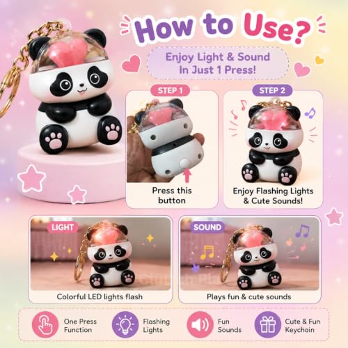 Image of Cute Panda Keychain Heart Light & I LOVE YOU Message ANY 1 (Panda Love u)
