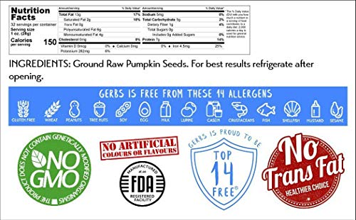 Gerbs Pumpkin Seed & Ground Meal Variety Pack | 32Oz Bag Of Raw Pumpkin Kernels, 32Oz Bag Ground Pumpkin Seed Meal, Top 14 Food Allergen Free, Non Gmo, Vegan, Keto, Paleo Friendly #TOP6