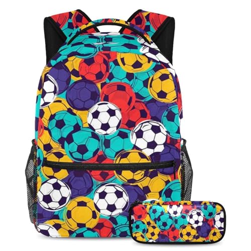 Sac à dos football coloré grand sac scolaire trois pièces solide