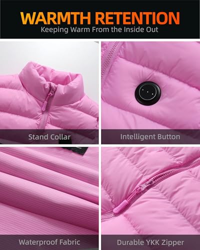 HEWINZE Girls' Puffer Heated Vest, Electric Heating Vest for Girls with 5V Battery Pack2