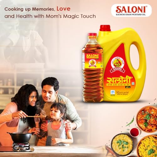 Image of Saloni Mustard Oil 1 LTR bottle - Pure Kachchi Ghani Mustard Oil