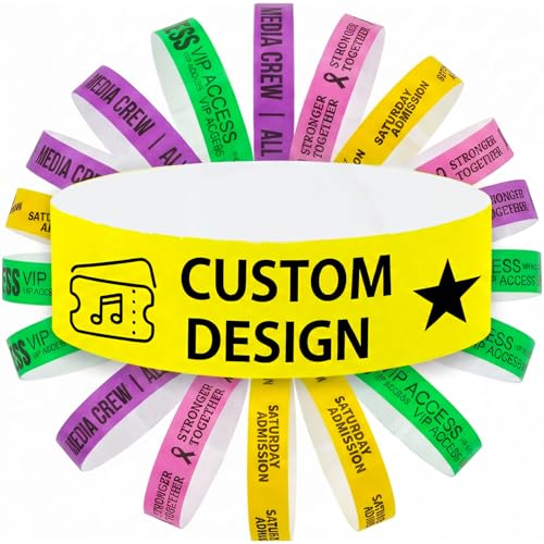 Tyvek 100 Count Sheet Ticket Waterproof Paper Wristbands Suitable for Wet & Dry Occasion-Waterparks, Customized Wristbands for Events (Neon Pink)