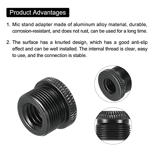 PATIKIL Mic Stand Adapter 3/8 Female x 5/8 Male Aluminum Alloy Thread Screw Adapter for Camera Stand Black 4 Pack - Image 4