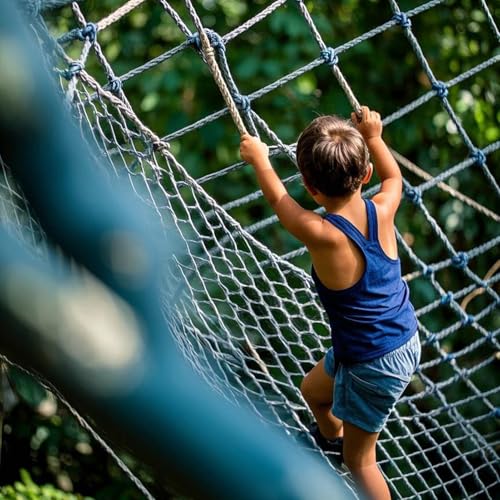 Robustes Kletterseilnetz für den Innen- und Außenbereich, Baumhaus-Leiterbrücke, Kletterwand im Fitnessstudio, Spielplatzgeräte für den Garten (10 mm, 4,05 m x 4,05 m)