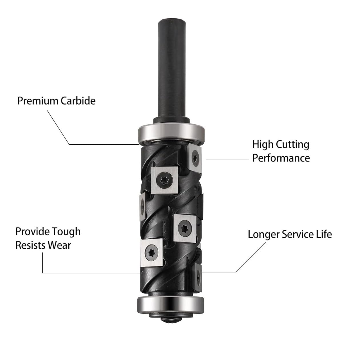 Spiral Flush Trim Router Bit 1/2" Shank,30mm Cutting Diameter,60mm Cut Length Carbide Insert Cutter Flush Trim Router Bit for Woodworking Trimming