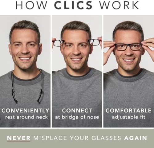Clic Magnetic Reading Glasses - Adjustable Neck Hanging Readers - Secure Fit with Soft Headband - Nashi (S-XL)