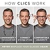 Clic Magnetic Reading Glasses - Adjustable Neck Hanging Readers - Secure Fit with Rigid Headband - Brooklyn (S-M, Grey, 1.25 Magnification)