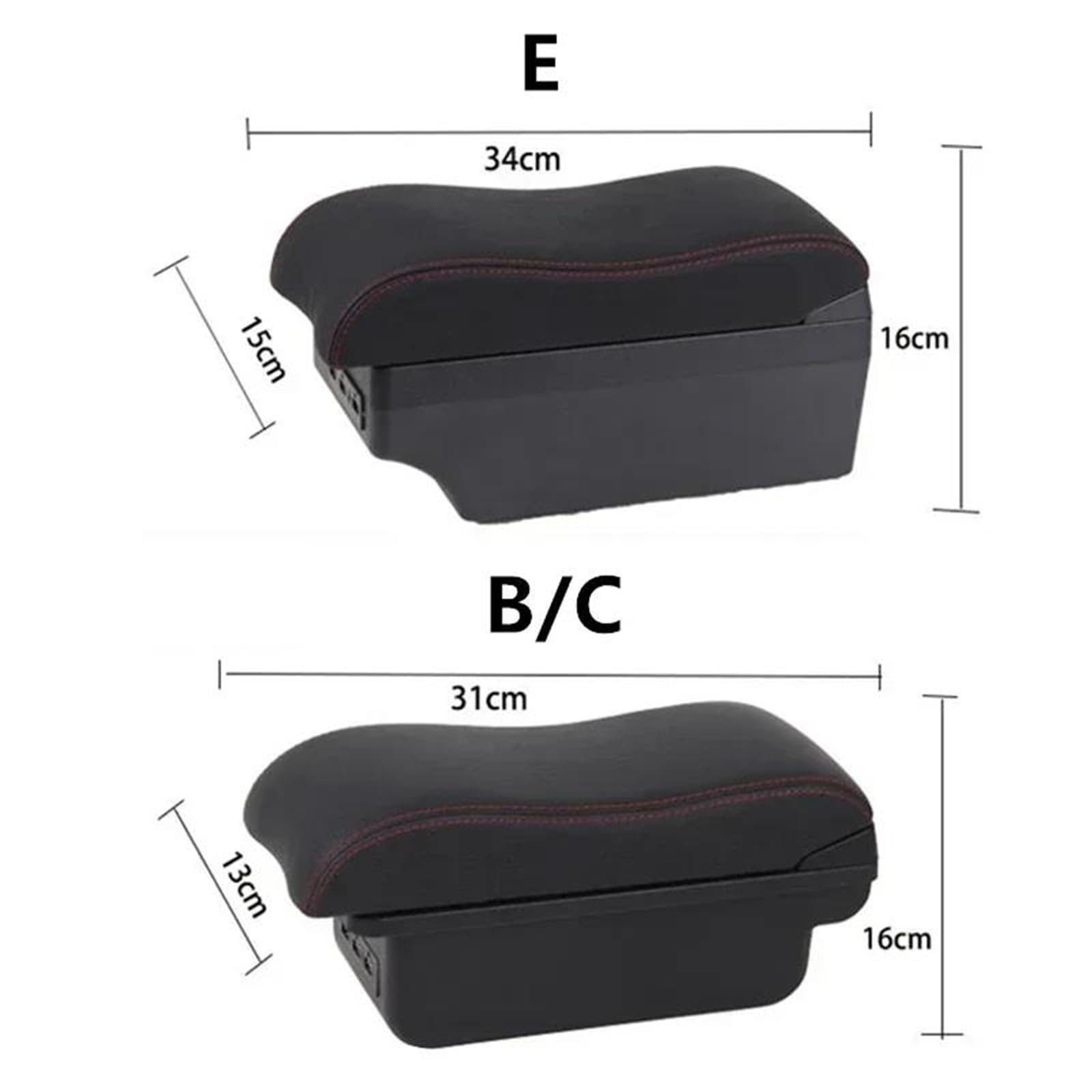 Per Nissan Per March Per Micra K13 MK4 IV 2010-2023 Bracciolo In Pelle Per Auto, Accessori Per La Consolle Centrale(E2 Black Line)