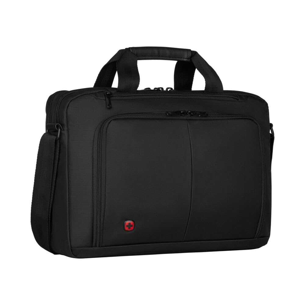 WENGER Borsa Porta PC Source a Tracolla, Notebook 16”, Tasca per Tablet fino a 10’’, Cartella, Scomparti, 8 l, Uomo Donna, Ufficio, Viaggi di lavoro, Università, Nero, 601066