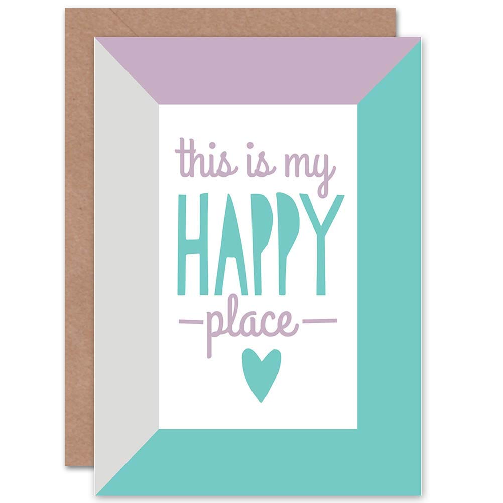 Wee Blue Coo Blue Wee Coo Home Print Quote Happy Place Blank Greeting Card