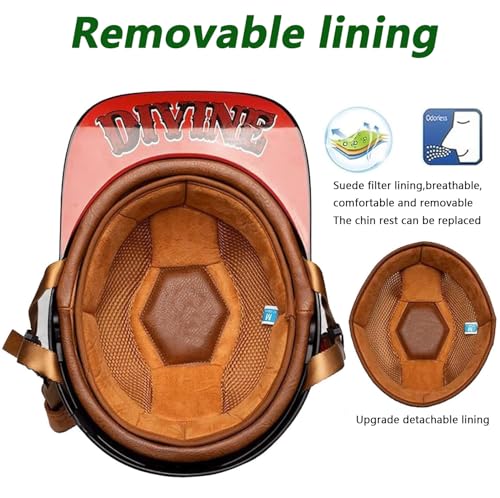 CHPINGN Baseball Motorcycle Helmet for Bike Cruiser Chopper Moped Scooter Open Face Helmet for Adult Women Men DOT Approved