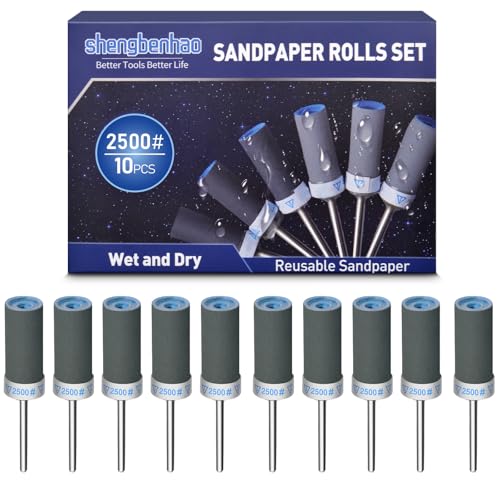 Image of 10Pcs 2500 Grit Sanding Drums Sandpaper Sticks Set for Dremel Rotary Tool with 1 /8 inch Shank, Sanding Bits Kit Rotary Tool Accessories for Metal Rust Removal /Jade Polishing /Stone Grinding (2500 Grit)