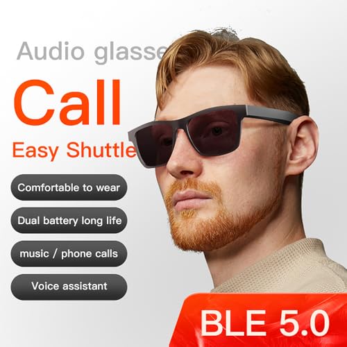 Smart Audio Sunglasses Bluetooth 5.0, IPX4 Magnetic Charging,60H Dual Battery & Voice Control,Flexible Resin Frame,Android,iOS,Windows Compatible3