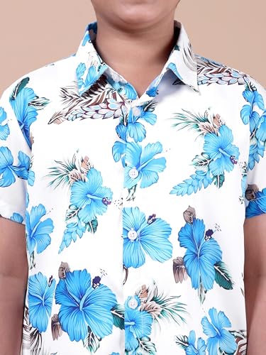 Image of Boys Printed Casual Shirt Short Sleeve Button Down Beach Shirt for Kids