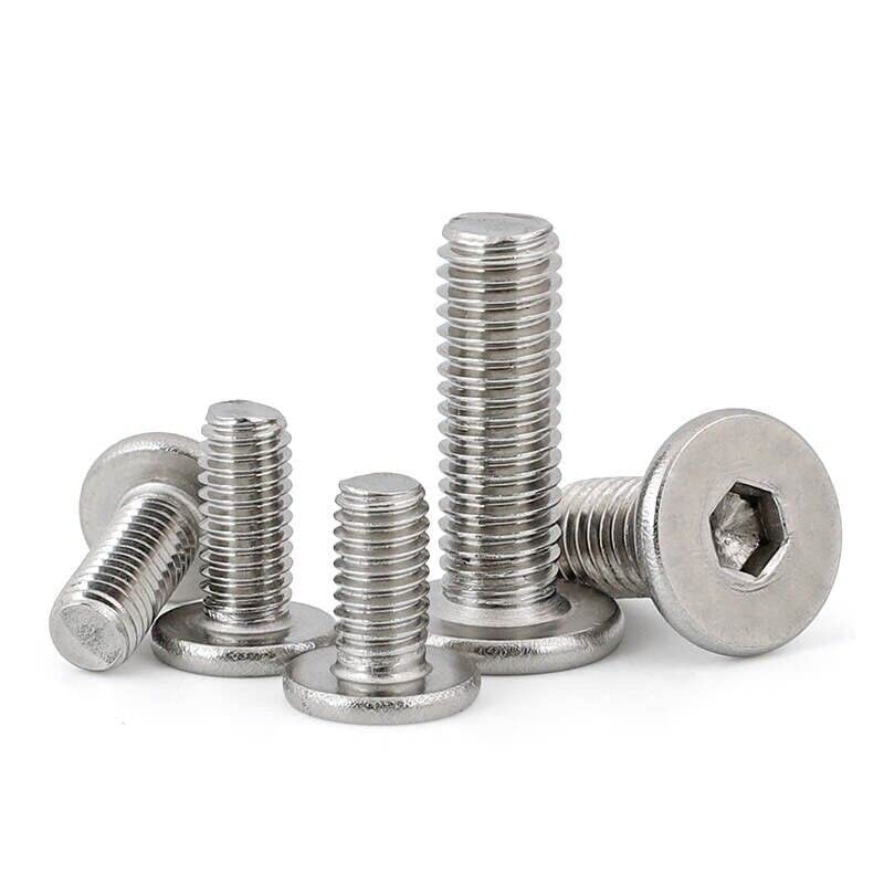 Low Profile Thin Head Stainless Steel Bolts Hex Head 10-60mm - M6 10mm / 25, Silver