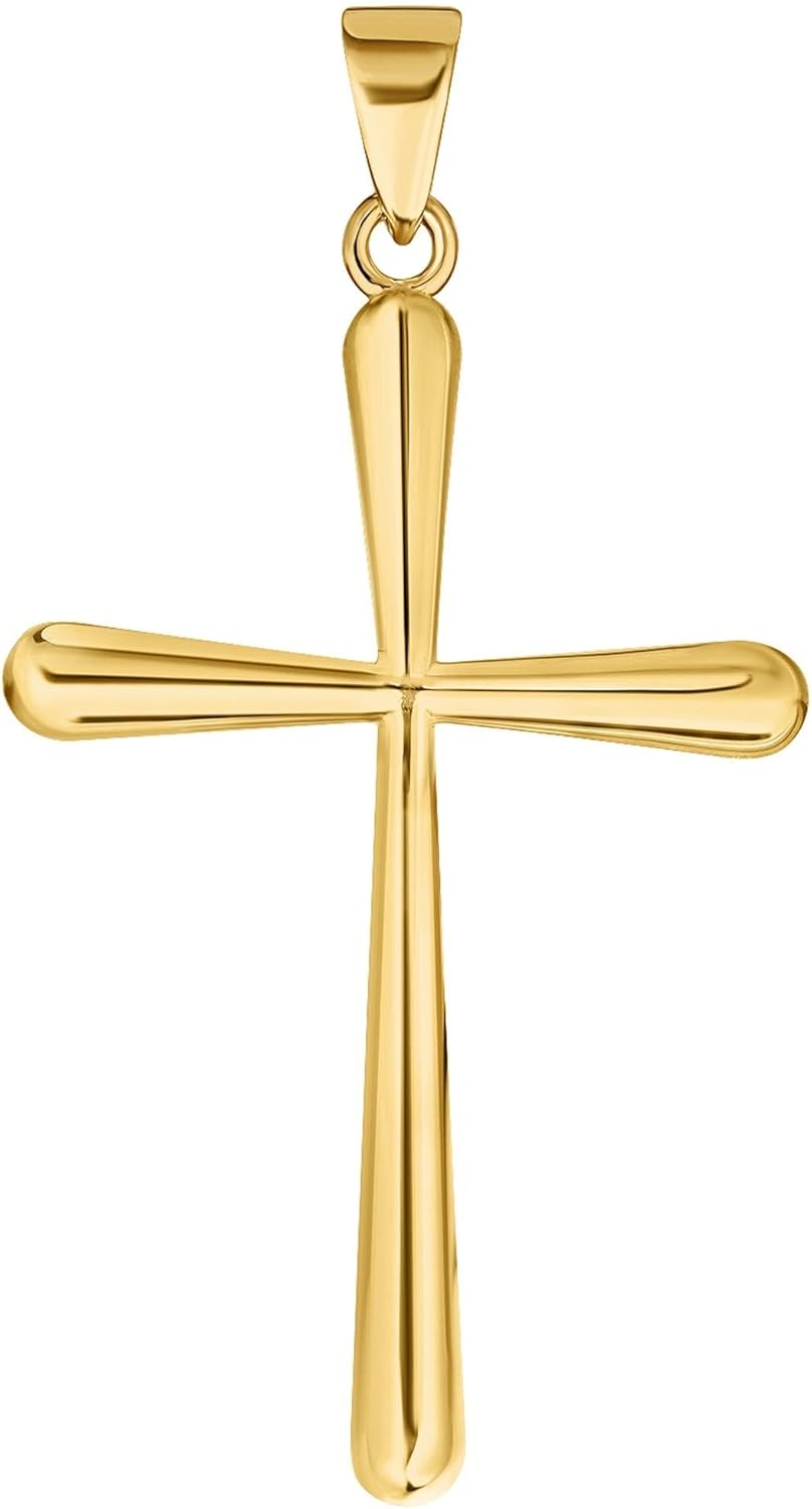 Jewelry America 14k Yellow Gold Classic Plain Religious Cross Pendant