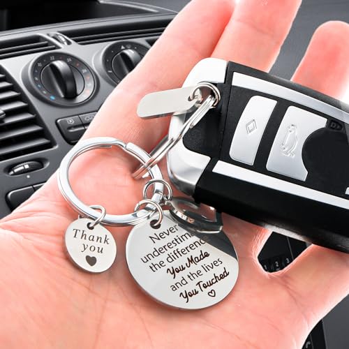 Tyqour Teacher Appreciation Gifts for Women, Teacher Keychain, Best Teacher Birthday Gifts End of Year Teacher Gift(Silver) - Image 4