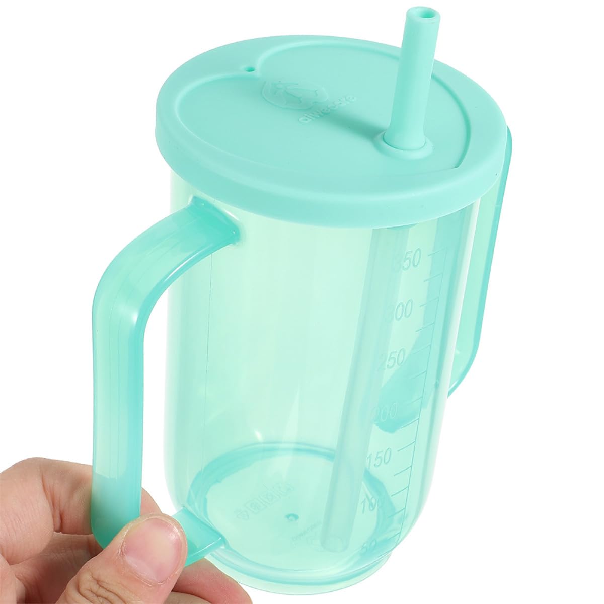 2 Stück pack Trinkbecher für Senioren aus Bruchfestem Kunststoff Auslaufsicher mit Deckel und Strohhalm Ergonomische Griffe für Flüssignahrung und Patientenpflege