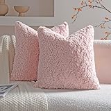 Neelvin 2er Set Kissenbezug Kunstpelz Pelz Plüsch Dekorative Kissenbezüge Sofakissen Kuschelig weich Couchkissen Dekokissen für Couch Sofa Wohnzimmer Schlafzimmer Rosa 45 x45 cm