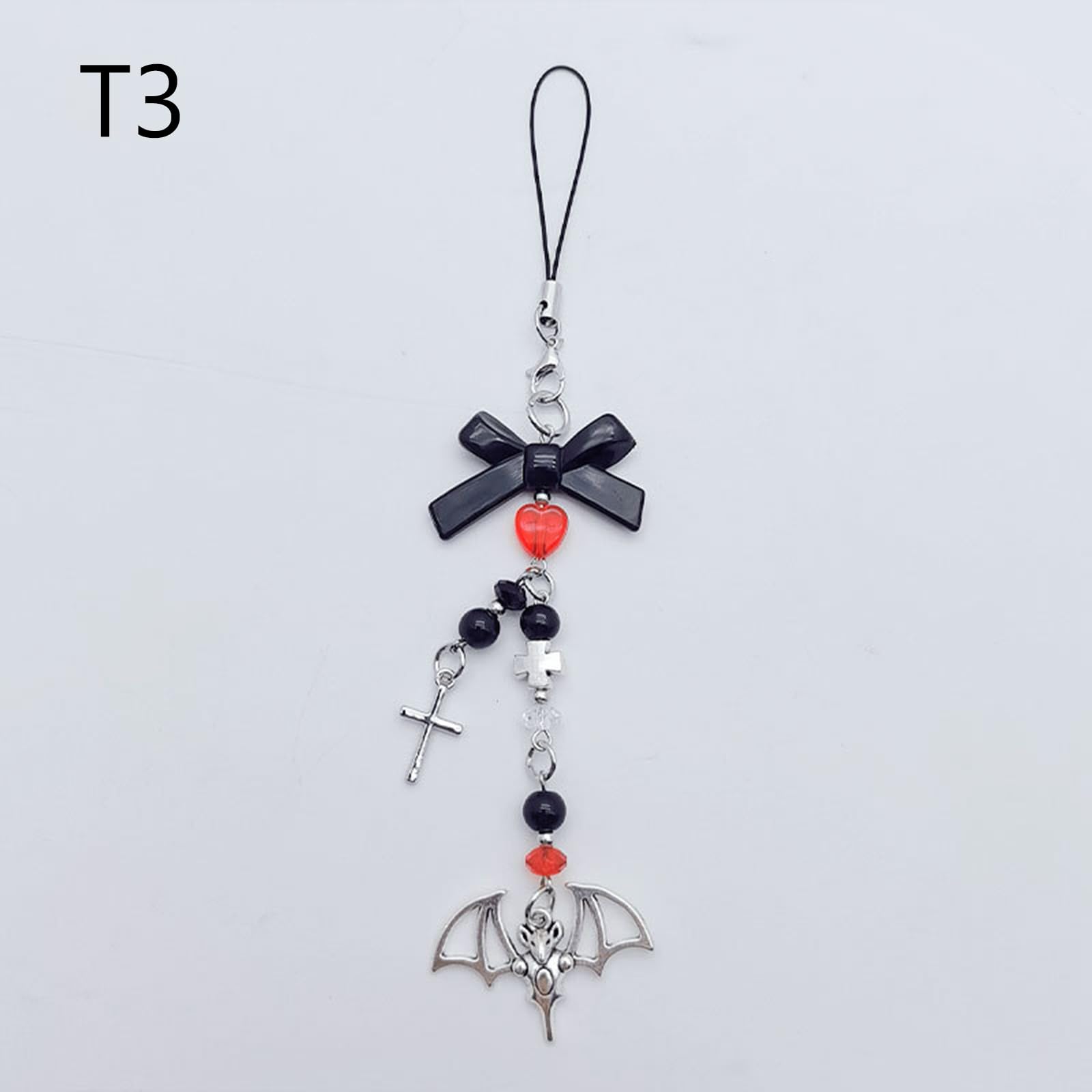 5 Pendentifs Halloween Style Gothique - Squelette, Croix, Chauve-souris - Pour Téléphone, Sac, Porte-clés - Accessoire Y2K