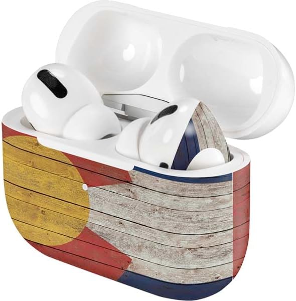 Skinit Decal Audio Skin Compatible with Apple AirPods Pro - Colorado Flag Dark Wood Design