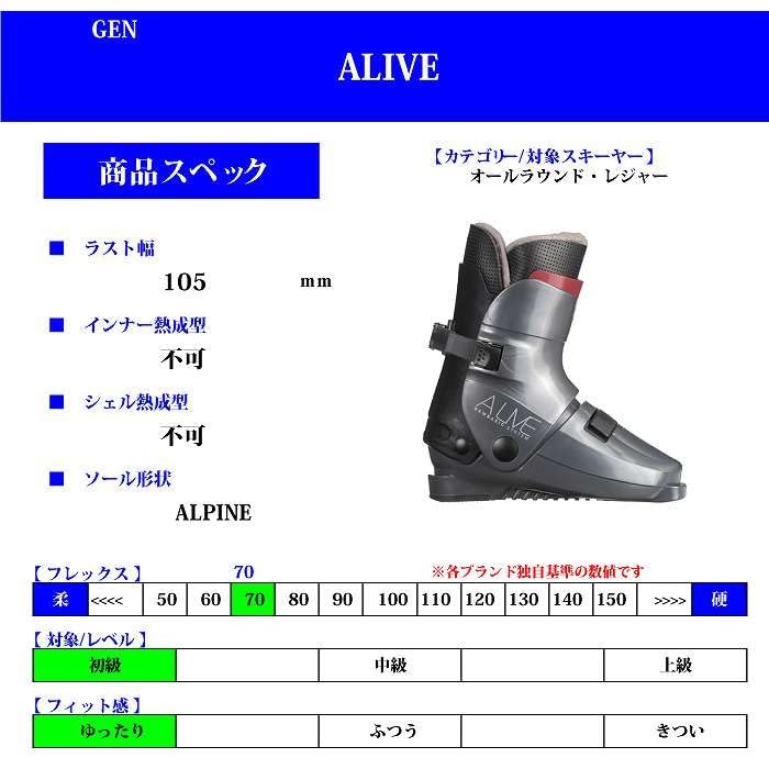 Amazon | ゲン スキーブーツ GEN ALIVE G.MTL アライブ 厳 リア